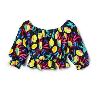 NWT Size XS Tabitha Brown Lemon Print Bardot Top